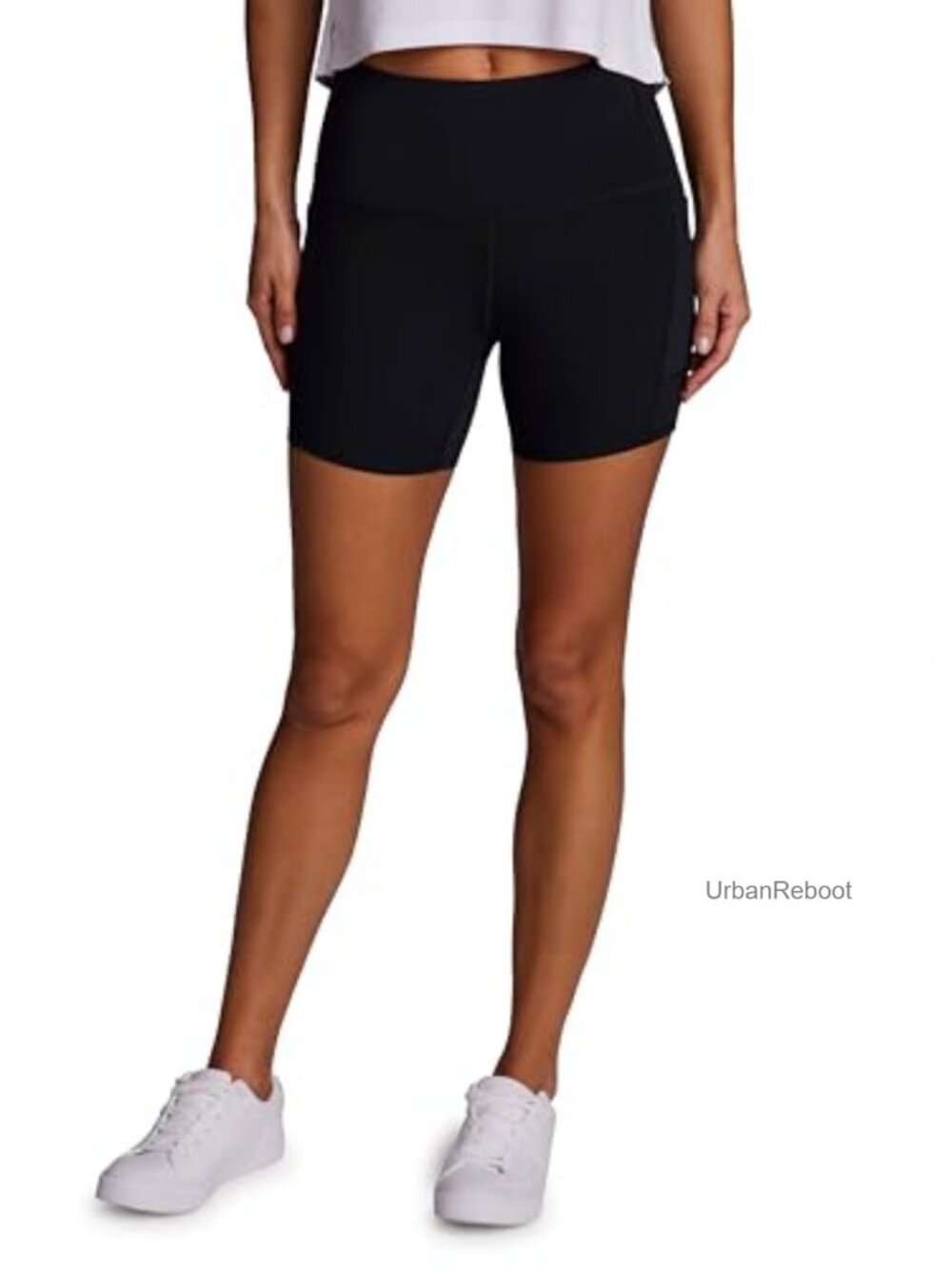 Women's 5" High Waisted Bike Shorts with Pockets, Squat Proof, Quick Dry - Picture 1 of 4